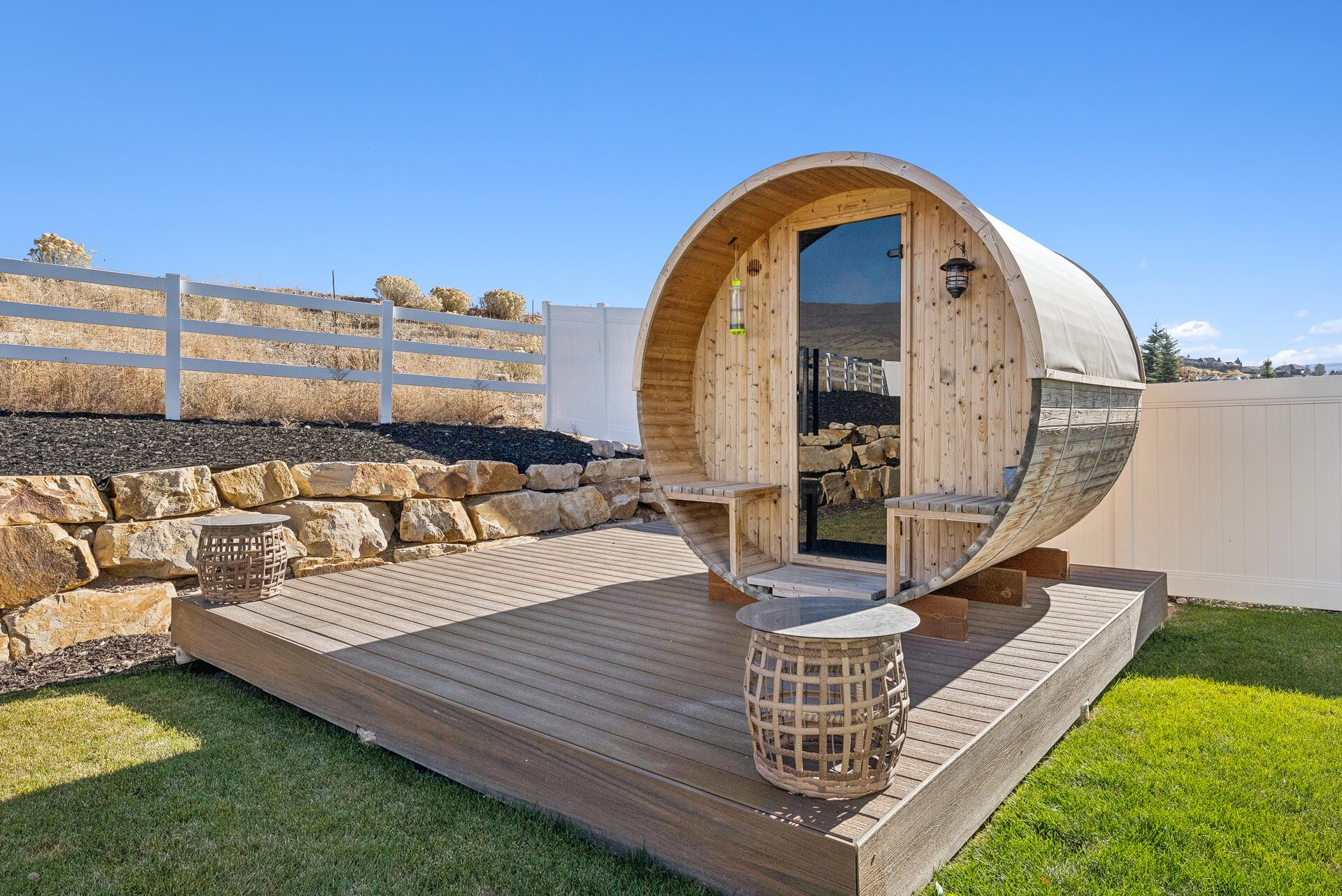 Backyard sauna with mountain views in the Jordanelle Ridge neighborhood, Heber City Utah